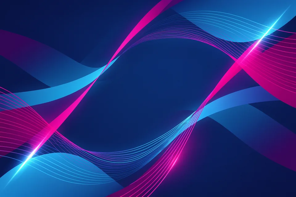 Abstract physics illustration with wave and vector motifs