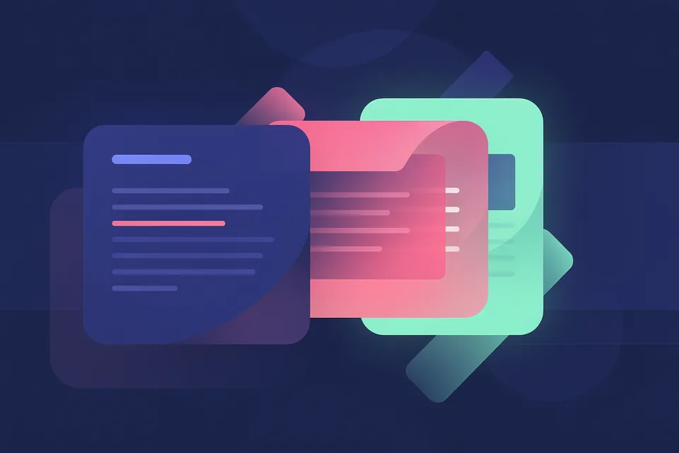 Abstract text tools illustration with typography and document motifs